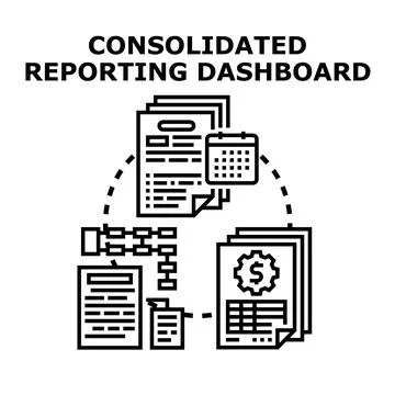 Consolidated reporting dashboard for business data management Stock Illustration