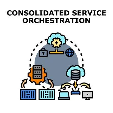 Consolidated service orchestration managing cloud container computing Stock Illustration