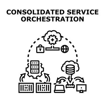 Consolidated service orchestration managing cloud container computing Stock Illustration