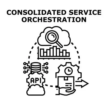 Consolidated service orchestration process managing database access, integrat イラスト素材