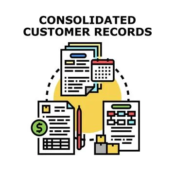 Consolidating customer data across various records Stock Illustration