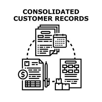 Consolidating customer data across various records Stock Illustration
