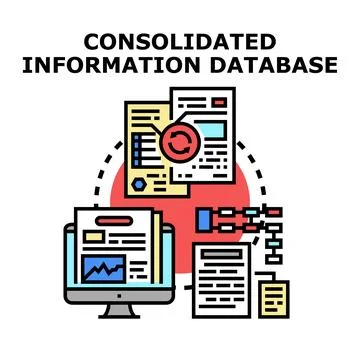 Consolidating information data into database system for management 스톡 일러스트