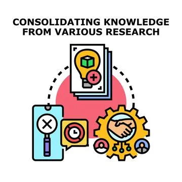 Consolidating knowledge from various research sources Stockillustratie