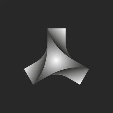 Consortium logo 3d abstract triangle geometric propeller shape, creative gray Stock Illustration