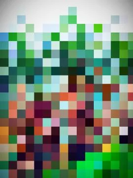 A conspicuous illustration of multi-color digital pattern of squares Stock Illustration