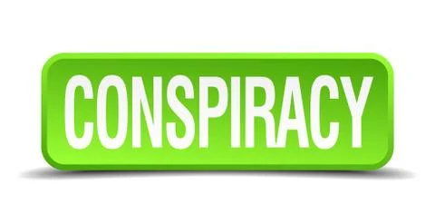 Conspiracy green 3d realistic square isolated button Ilustración de archivo