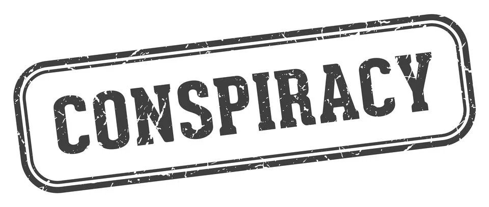 Conspiracy stamp. conspiracy rectangular stamp on white background Ilustración de archivo