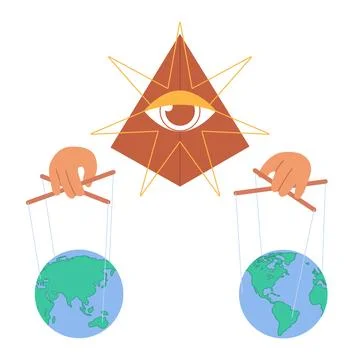Conspiracy Theory Earth Puppet Control Concept イラスト素材