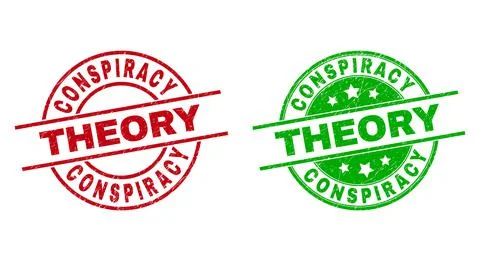 CONSPIRACY THEORY Round Badges Using Scratched Style Stock Illustration