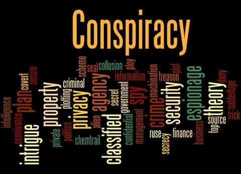 Conspiracy, word cloud concept Illustrazione stock