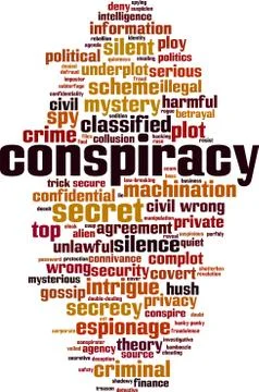 Conspiracy word cloud Stock Illustration