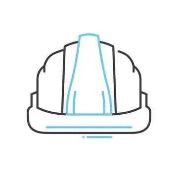 Consrtuction hat line icon, outline symbol, vector illustration, concept sign Stock Illustration
