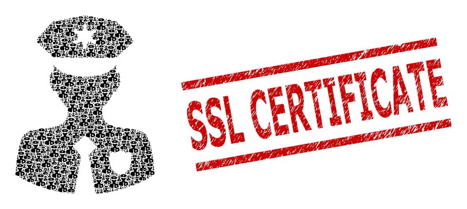 Constable Collage of Constable Icons and Grunge SSL Certificate Seal Stamp Illustrazione stock