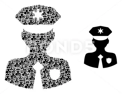 Constable Mosaic of Constable Items and Basic Icon Illustration #138686888