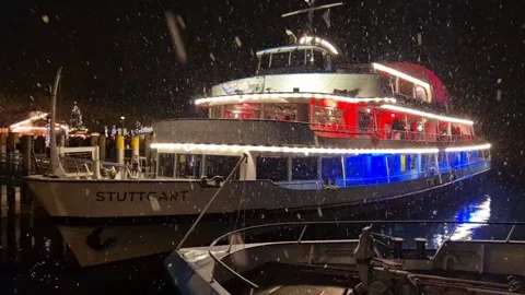 Constance Christmas ship with beautiful lighting on the Christmas market Stock Footage 225325140