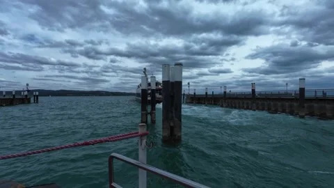 Constance Ferry Terminal and Lake Constance Views Stock Footage 345610325
