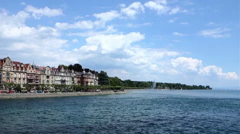 Constance See Side and Lake Constance with blue sky Stock Footage 44857635