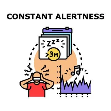Constant alertness concept causing sleep problems and stress Ilustración de archivo