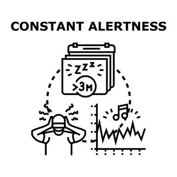 Constant alertness concept causing sleep problems and stress Ilustración de archivo