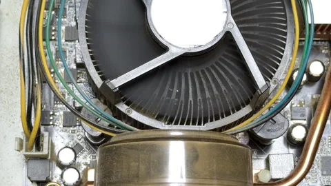 Constant Cooling: Dusty Computer Fan Spins with a Steady Low-Frequency Hum Stock Footage 329166802