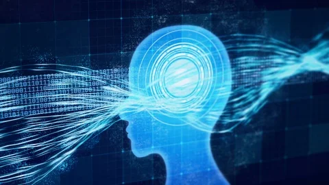 Constant flow of information through brain, artificial intelligence learning Stock Footage 73689706