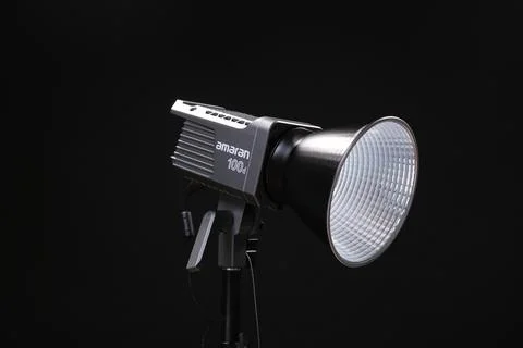 Constant light illuminator with reflector. monoblock Aputure Amaran 100 d Stock Photos