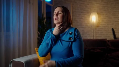 The constant pain in the throat never stops. Stock-Footage 268327478