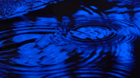 Constant ripples in a puddle reflecting neon lights 2 Stock Footage 295103806