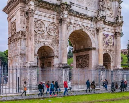 Constantine Arc Perspective View, Rome, Italy Stock-Fotos