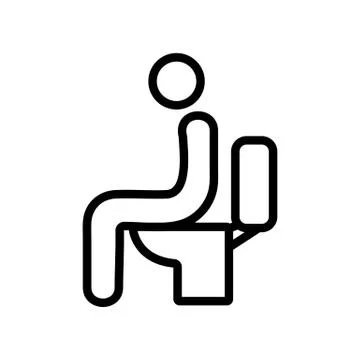 Constantly sit in toilet icon vector outline illustration Illustrazione stock