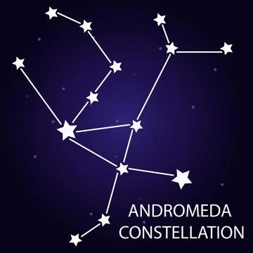The constellation Andromeda with bright stars. Vector illustration. Stock Illustration
