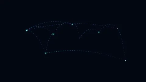 A constellation of bright stars connected by lines on a black background Stock Footage 338310284