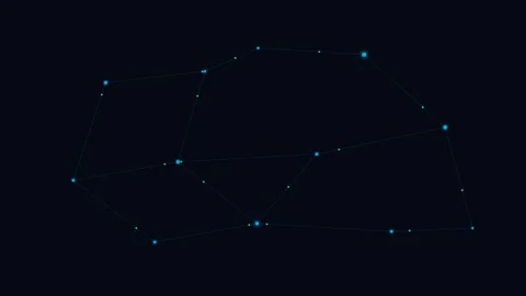 A constellation of bright stars connected by thin lines in the dark sky Stockbeeldmateriaal 338309518