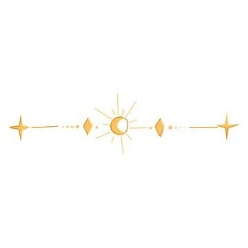 Constellation celestial divider border cartoon vector illustration Ilustración de archivo