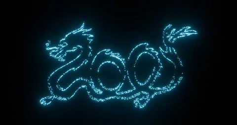 Constellation of Chinese dragon on black background Stock Footage 277080629