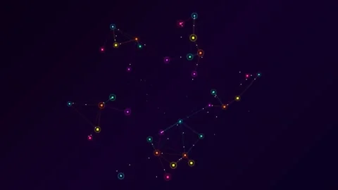 A constellation of colorful glowing points connected by thin light lines Video stock 335146051