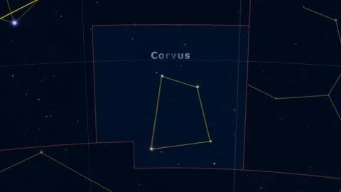 Constellation of Corvus outlined. Imagery Stock Illustration