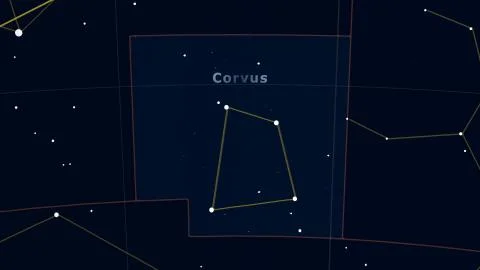Constellation of Corvus outlined. Shapes Stock Illustration
