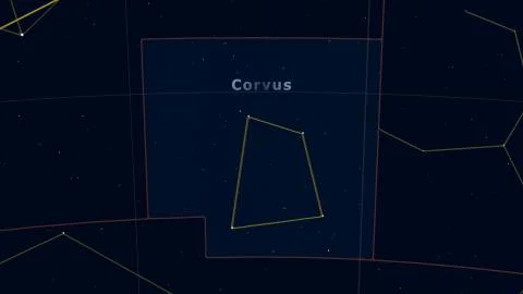 Constellation of Corvus outlined. Tycho Stock Illustration