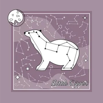 The constellation Draco star in the night sky Stock Illustration