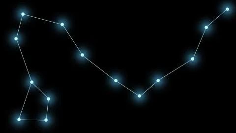 Constellation Dragon on a black background. Glowing blue stars are connected by Stock Illustration
