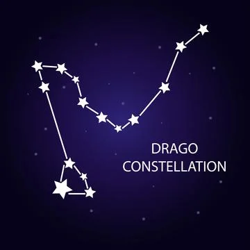 The constellation Dragon with bright stars. Vector illustration. Stock Illustration