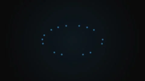 A constellation of glowing blue dots arranged in an oval on a black backgroun Video stock 339618256