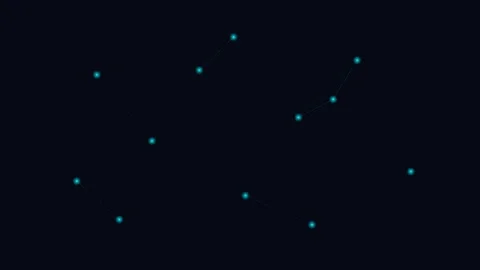 A constellation of glowing blue stars connected by thin faint light lines Vídeo Stock 336263166