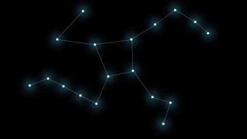Constellation Hercules on a black background. Glowing blue stars are connected Stock Illustration