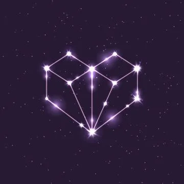 Constellation illustration in the shape of a heart in space Stock Illustration