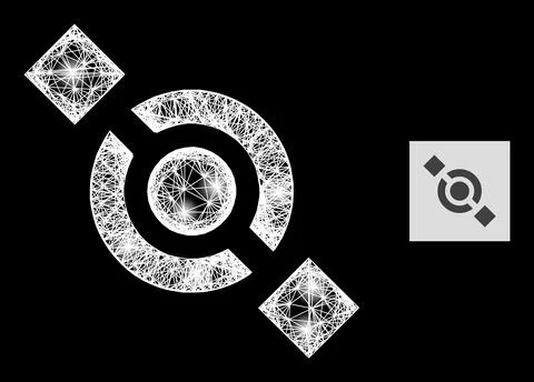 Constellation Intersected Mesh Joint Node with Light Spots Stock Illustration