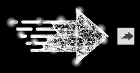 Constellation Intersected Mesh Right Arrow with Glare Spots Stock Illustration