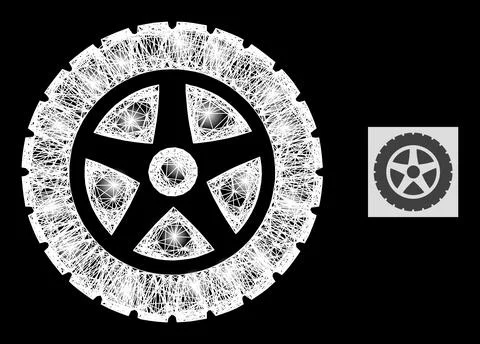Constellation Intersected Mesh Tire Wheel with Lightspots Illustration